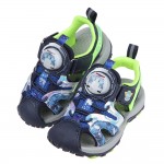 (15~19公分)POLI救援小英雄波力藍色點陣迷彩兒童電燈護趾涼鞋P#HD3LB*XBX