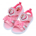 (16~20公分)Disney冰雪奇緣蝴蝶結粉色兒童電燈涼鞋...