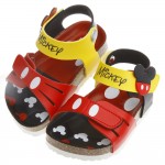 Disney迪士尼米奇紅色經典造型腳背可調節式歐風兒童氣墊涼鞋(13~17公分)