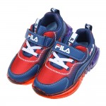 (15~20公分)FILA康特杯渲染藍紅色兒童氣墊運動慢跑鞋...