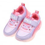 (15~20公分)FILA康特杯渲染粉紫色兒童氣墊運動慢跑鞋...
