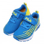 (16~22公分)FILA康特杯系列透氣舒適氣墊藍黃色兒童運動鞋R#KU3NB*XBB