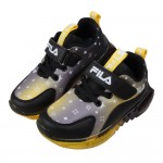 (16~20公分)FILA星星幾何圖案漸層黑黃兒童電燈運動鞋...