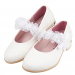 (16.5~22.5公分)小花童系列皇家銀白蕾絲綁帶公主鞋R...