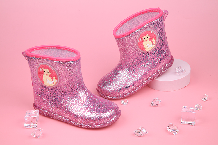 Disney迪士尼美人魚粉色閃亮亮附鞋墊雨鞋