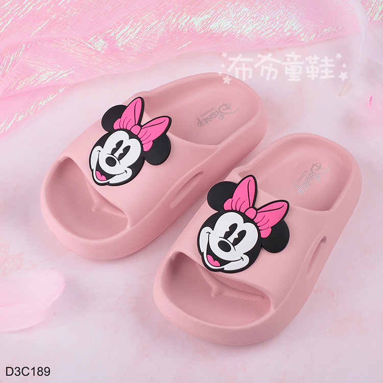 Disney迪士尼蝴蝶結米妮粉色兒童拖鞋