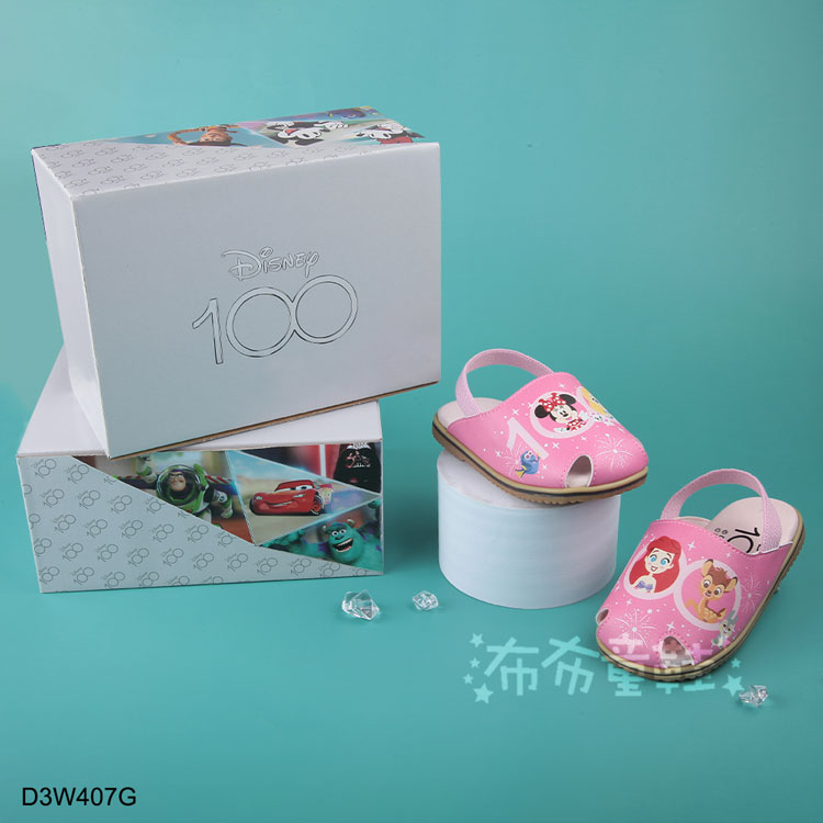 Disney迪士尼100週年紀念粉色護趾鬆緊帶寶寶拖鞋