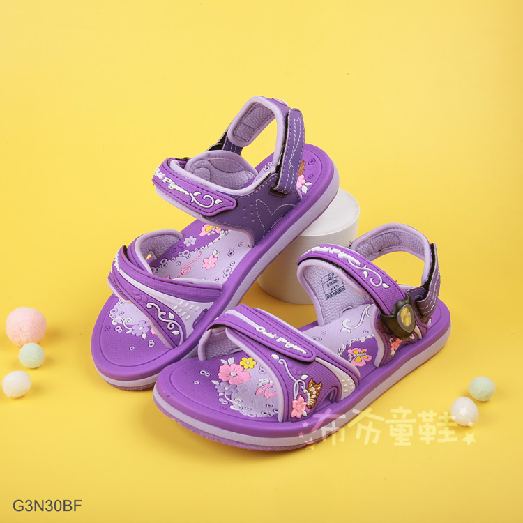 GP磁扣式夢幻公主風紫色兒童休閒涼鞋