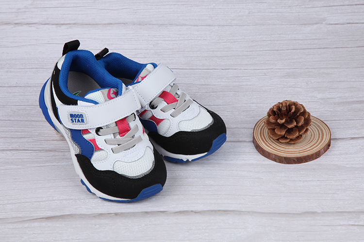 Moonstar日本Hi系列3E寬楦白藍色兒童機能運動鞋