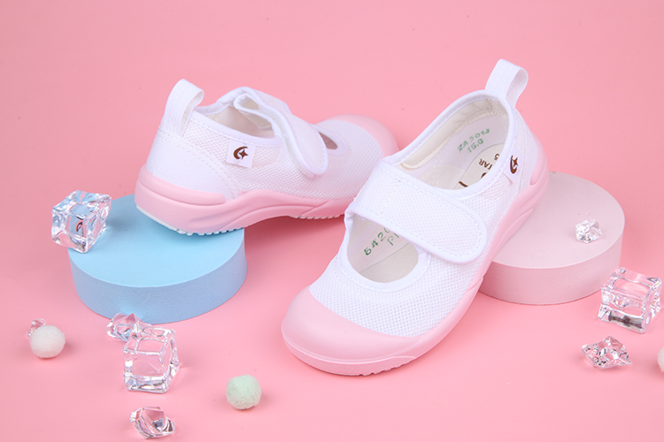 Moonstar日本製絆帶自黏式淺粉色兒童室內鞋