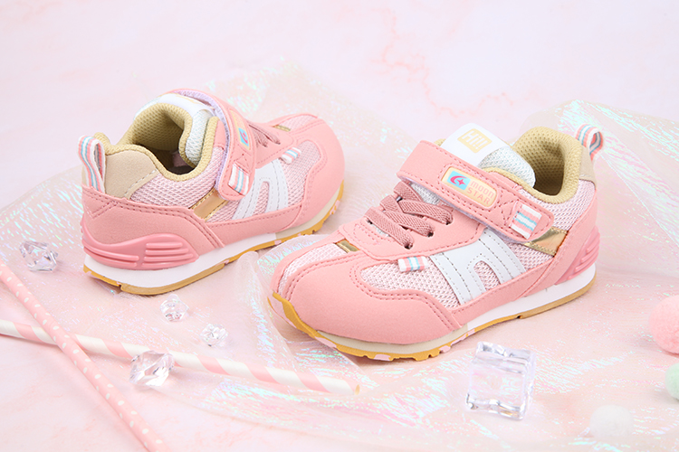 Moonstar日本Hi系列新復古粉色兒童機能運動鞋