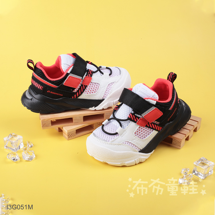 Moonstar日本CN系列白色兒童機能滑步車鞋