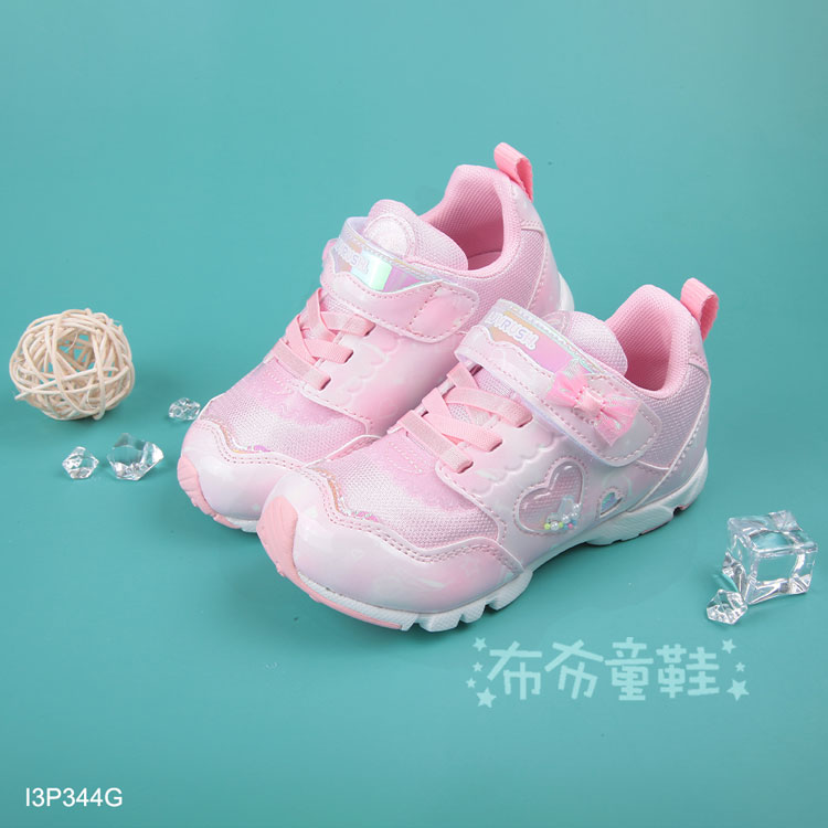 Moonstar日本LUVRUSH愛心小天鵝粉色兒童機能運動鞋