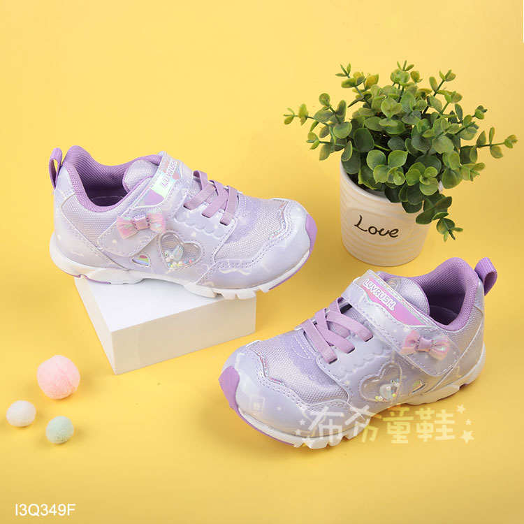 Moonstar日本LUVRUSH愛心小天鵝紫色兒童機能運動鞋
