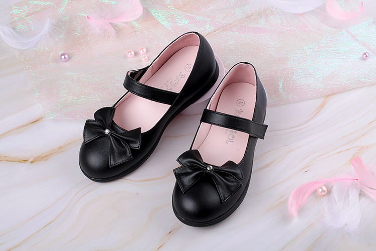 台灣製簡單有鑽蝴蝶結黑色公主鞋學生鞋