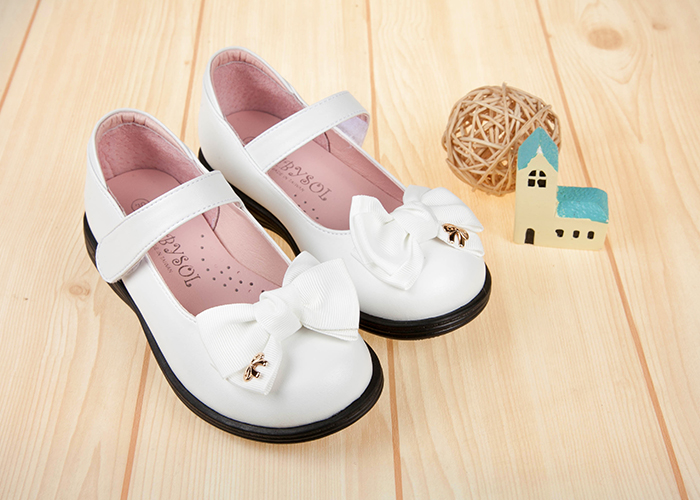 台灣製緞面蝴蝶結白色公主鞋學生鞋