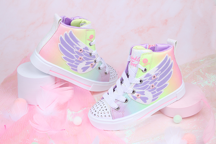 Skechers天使之翼夢幻粉紫兒童電燈運動鞋
