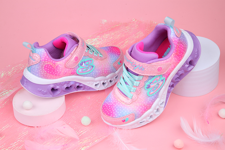 SKECHERS_HEART_LIGHTS粉紫色兒童電燈運動鞋