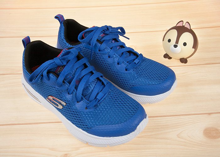  SKECHERS_DYNA_AIR閃耀藍色針織氣墊兒童機能運動鞋