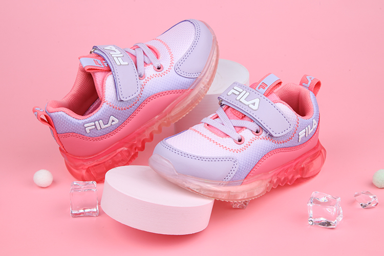 FILA康特杯渲染粉紫色兒童氣墊運動慢跑鞋