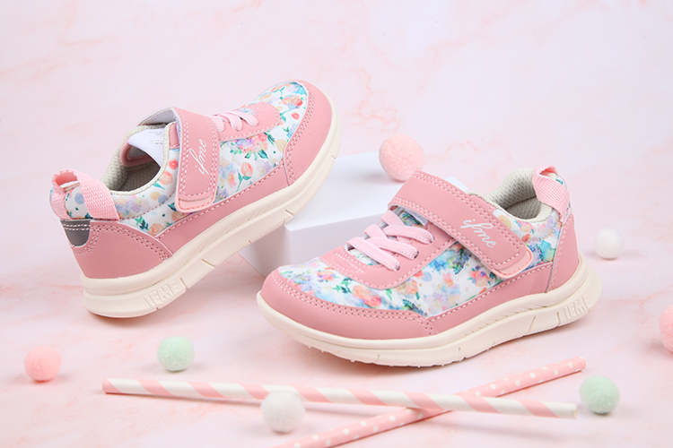 日本IFME輕量系列粉紅花染兒童機能運動鞋