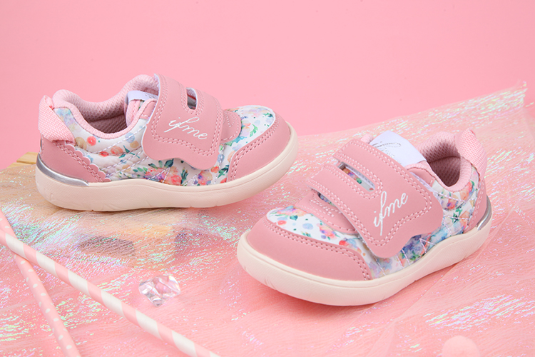 日本IFME輕量系列粉紅花染寶寶機能學步鞋