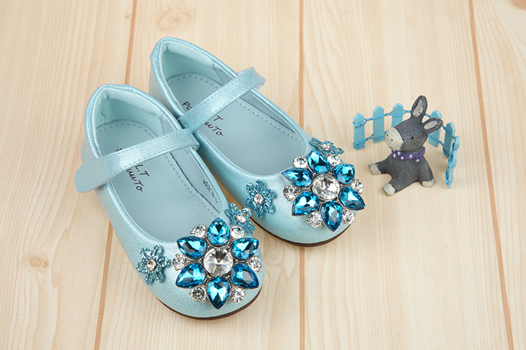 冰晶鑽石水藍色兒童公主鞋